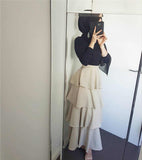 Elegant Women's Skirt Modest Muslim Bottoms Longer length Skirt ruffle cake style Ankle-Length Party Islamic Clothing