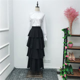 Elegant Women's Skirt Modest Muslim Bottoms Longer length Skirt ruffle cake style Ankle-Length Party Islamic Clothing