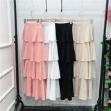 Elegant Women's Skirt Modest Muslim Bottoms Longer length Skirt ruffle cake style Ankle-Length Party Islamic Clothing