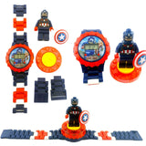 Super Hero Series Building Blocks Watch Children Kids Watch Electronic Cartoon Children Watch