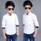 Teenage Boys Shirts School Shirt for Boys Turn Down Collar Shirt For Boys White Kids Teen Clothes 6 8 10 12 14 Year