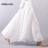 New Spring Summer Boho Women's Solid Long Skirts Casual Beach Maxi Skirt Jupe Femme Midi White Saia Faldas