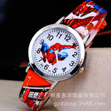 Spider-Man Cartoon Watch Children Kids Wristwatch Boys Clock Child Gift Leather Wrist Watch Quartz Cartoon-watch Quartz-watch