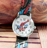 Spider-Man Cartoon Watch Children Kids Wristwatch Boys Clock Child Gift Leather Wrist Watch Quartz Cartoon-watch Quartz-watch
