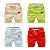 2020 Summer Boys Casual Shorts Children Cotton Elastic Waist Pants Toddler Kids Knee Length Pants Solid Color Baby Boys Clothes