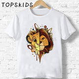 Children Cute Simba Cartoon Lion King Print T-shirt Girls/Boys Funny Animal Baby Clothes Kids Summer Tshirt,ooo5315