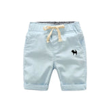 2020 Summer Boys Casual Shorts Children Cotton Elastic Waist Pants Toddler Kids Knee Length Pants Solid Color Baby Boys Clothes