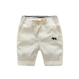2020 Summer Boys Casual Shorts Children Cotton Elastic Waist Pants Toddler Kids Knee Length Pants Solid Color Baby Boys Clothes