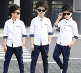 Teenage Boys Shirts School Shirt for Boys Turn Down Collar Shirt For Boys White Kids Teen Clothes 6 8 10 12 14 Year