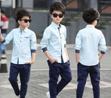 Teenage Boys Shirts School Shirt for Boys Turn Down Collar Shirt For Boys White Kids Teen Clothes 6 8 10 12 14 Year
