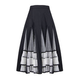 TWOTWINSTYLE Casual Hit Color Patchwork Mesh Women's Skirts High Waist Ruffle Pleated Female Skirt 2020 Autumn Fashion New