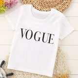 VOGUE Princess Print Girls Tshirt Harajuku Kawaii Fashion Girl Top Cartoon Casual Girl T Shirts Children Round Neck Short Sleeve