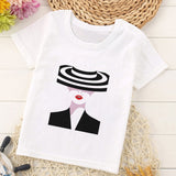 VOGUE Princess Print Girls Tshirt Harajuku Kawaii Fashion Girl Top Cartoon Casual Girl T Shirts Children Round Neck Short Sleeve