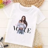 VOGUE Princess Print Girls Tshirt Harajuku Kawaii Fashion Girl Top Cartoon Casual Girl T Shirts Children Round Neck Short Sleeve