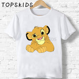 Children Cute Simba Cartoon Lion King Print T-shirt Girls/Boys Funny Animal Baby Clothes Kids Summer Tshirt,ooo5315