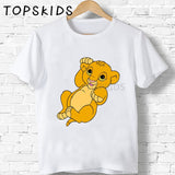 Children Cute Simba Cartoon Lion King Print T-shirt Girls/Boys Funny Animal Baby Clothes Kids Summer Tshirt,ooo5315