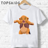 Children Cute Simba Cartoon Lion King Print T-shirt Girls/Boys Funny Animal Baby Clothes Kids Summer Tshirt,ooo5315