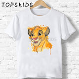 Children Cute Simba Cartoon Lion King Print T-shirt Girls/Boys Funny Animal Baby Clothes Kids Summer Tshirt,ooo5315