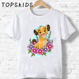 Children Cute Simba Cartoon Lion King Print T-shirt Girls/Boys Funny Animal Baby Clothes Kids Summer Tshirt,ooo5315