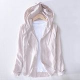 Men Spring And Autumn Fashion Brand Japan Style Striped Cotton Linen Hooded Shirt Male Casual Long Sleeve White Shirt Cloth