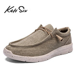 KATESEN 2020 summer canvas men  shoes breathable casual driving shoes slip easy to wear men's flat shoes soft big size loafers