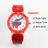 Colorful Flash Light Spiderman Kids Watches with music Boys  Children Watch Girls Kids Party Gift Clock Wrist relogio infantil