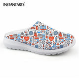 INSTANTARTS Women Beach Home Slippers Fashion Nurse Shoes Medical Doctor Sandals Female Summer Mesh Flats Sandalias Mujer Girl