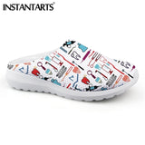 INSTANTARTS Women Beach Home Slippers Fashion Nurse Shoes Medical Doctor Sandals Female Summer Mesh Flats Sandalias Mujer Girl