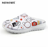 INSTANTARTS Women Beach Home Slippers Fashion Nurse Shoes Medical Doctor Sandals Female Summer Mesh Flats Sandalias Mujer Girl