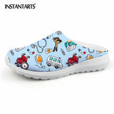 INSTANTARTS Women Beach Home Slippers Fashion Nurse Shoes Medical Doctor Sandals Female Summer Mesh Flats Sandalias Mujer Girl