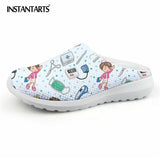 INSTANTARTS Women Beach Home Slippers Fashion Nurse Shoes Medical Doctor Sandals Female Summer Mesh Flats Sandalias Mujer Girl
