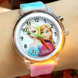 Elsa Children Wrist Watches Spiderman Colorful Light Source Boys Watch Girls Kids Watches Silica Quartz Clock  Relogio Feminino