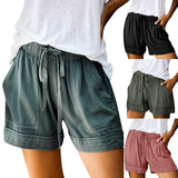 2020 Women shorts Comfy Drawstring Splice Casual Elastic Waist Pocketed Loose short feminino шорты женские pantalon corto mujer