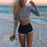 2020 NEW Hot Women Blend Summer Short Pants Contrast Binding Side Split Elastic Waist Patchwork Casual Beach Party Shorts FIFTY