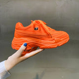 New Designer Sneakers Women Platform Casual Shoes Fashion Sneakers Platform Basket Femme Yellow Lace-Up Casual Chunky Shoes 41