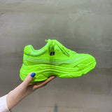 New Designer Sneakers Women Platform Casual Shoes Fashion Sneakers Platform Basket Femme Yellow Lace-Up Casual Chunky Shoes 41