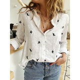 Large size loose cotton women's blouse 2020 spring and summer blouses casual lapel long sleeve bird print office women shirts