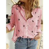 Large size loose cotton women's blouse 2020 spring and summer blouses casual lapel long sleeve bird print office women shirts