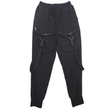 [EAM] High Elastic Waist Black Buckle Split Harem Trousers New Loose Fit Pants Women Fashion Tide Spring Summer 2020 1U334