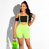 New Fashion Womens Spandex Bib Shorts 2019 Summer Casual Solid Color High Waist Rompers Trousers