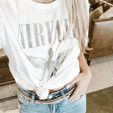 Harajuku Angel Fashion Casual Women T-shirts 2020 Summer Female Tshirt Nirvana Print Short Sleeve Tops & Tees