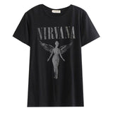 Harajuku Angel Fashion Casual Women T-shirts 2020 Summer Female Tshirt Nirvana Print Short Sleeve Tops & Tees