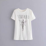 Harajuku Angel Fashion Casual Women T-shirts 2020 Summer Female Tshirt Nirvana Print Short Sleeve Tops & Tees