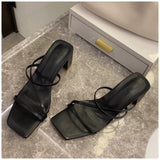 SUOJIALUN Women Summer Outdoor Sandal High Square Heel Flip Flop Ladies Brand Women Slipper Elegant Women Slides Shoes