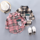 IENENS Kids Shirt Clothes Spring Blouses Clothing Infant Boy Plaid Cotton Tops 1 2 3 4 Years Kids Long Sleeves Shirt