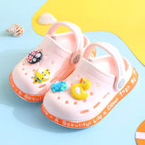Kids Sandals Baby Girls Boys Crocs Shoes Kids Garden Shoes Animal Charm Summer Beach Slippers Soft Toddler Prewalker Non-Slip