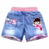 New Summer Kids Short Denim Shorts For Girls Fashion Girl Short Princess Jeans Children Pants Girls Shorts Flower Girls Clothing
