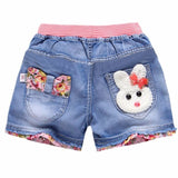 New Summer Kids Short Denim Shorts For Girls Fashion Girl Short Princess Jeans Children Pants Girls Shorts Flower Girls Clothing