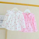 IENENS Girls Blouses Clothes Baby Spring Shirts Toddler Infant Cherry Print Tees Tops 1 2 3 4 Years Kids Cotton Shirt