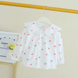 IENENS Girls Blouses Clothes Baby Spring Shirts Toddler Infant Cherry Print Tees Tops 1 2 3 4 Years Kids Cotton Shirt